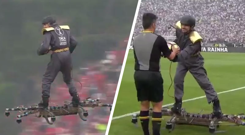 Takýto úvod zápasu ste ešte nevideli: V Portugalsku priniesol rozhodcovi loptu človek na lietajúcom drone! (VIDEO)