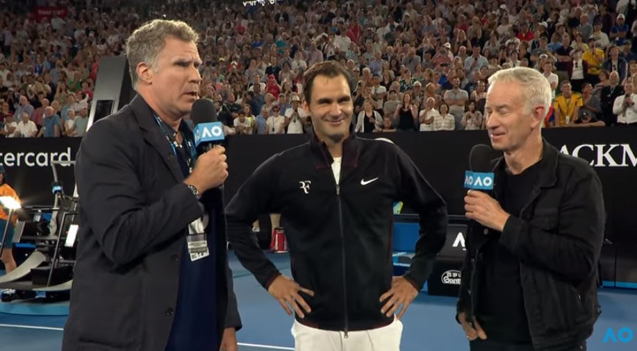 Komik Will Ferrell spovedal po zápase na Australian Open Rogera Federera:  Máš 36 rokov a vyzeráš stále rovnako. Si upír? (VIDEO)