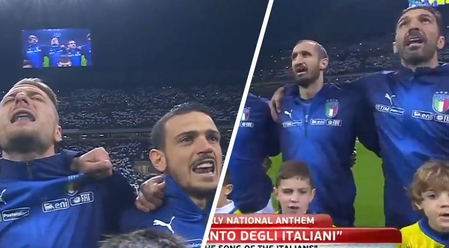 Elektrizujúce zábery zo San Sira: Taliansku ide o všetko, všetci hráči spievajú národnú hymnu! (VIDEO)