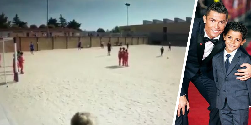 Aký otec taký syn: Cristiano Junior strelil za žiakov parádny gól z priameho kopu! (VIDEO)