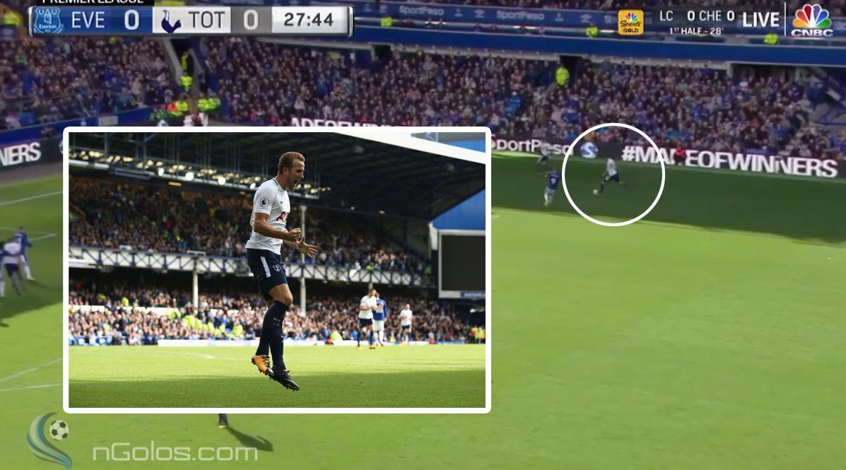 Harry Kane si fantastickým gólom vychutnal brankára Evertonu. Svoj 100. gól v Premier League dal skôr ako napríklad taký Thierry Henry! (VIDEO)