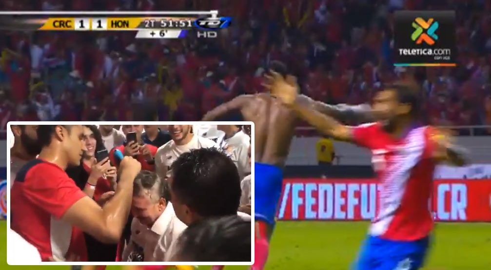Keď gólom v 95. minúte rozhodnote o postupe na MS 2018. Kostaričan Keylor Navas potom ostrihal trénera dohola! (VIDEO)