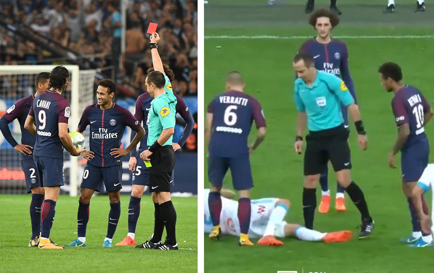 Neymar dostal v zápase s Marseille červenú kartu. Sotil do súpera, ktorý ho neustále okopával! (VIDEO)