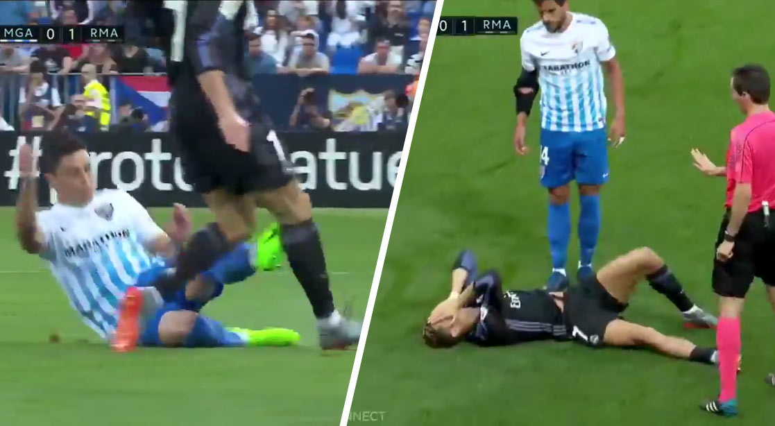 Futbalista Malagy takmer dolámal nohy Ronaldovi. Ten sa po brutálnom zákroku zvíjal na zemi! (VIDEO)