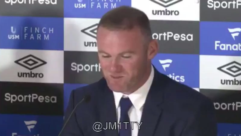 Wayne Rooney počas jeho prvej tlačovky po návrate do Evertonu nemal slov. Výraz Ehm povedal 77-krát! (VIDEO)