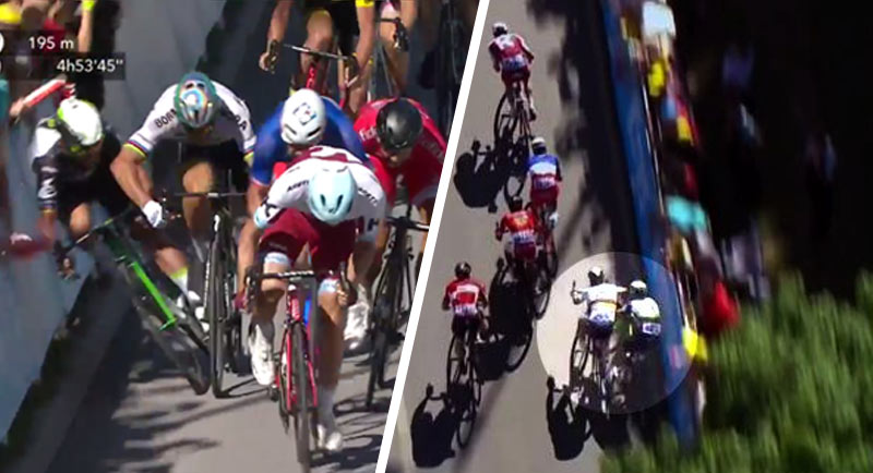Peter Sagan dolámal Marka Cavendisha, keď ho lakťom poslal do bariéry. V dnešnej 4. etape finišoval na 2. mieste! (VIDEO)