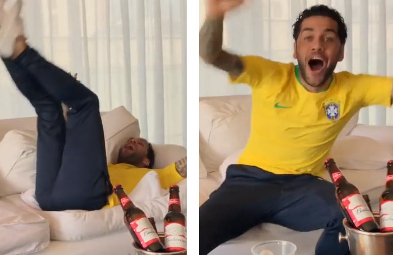Dani Alves a jeho epická reakcia po góle Brazílie proti Mexiku! (VIDEO)