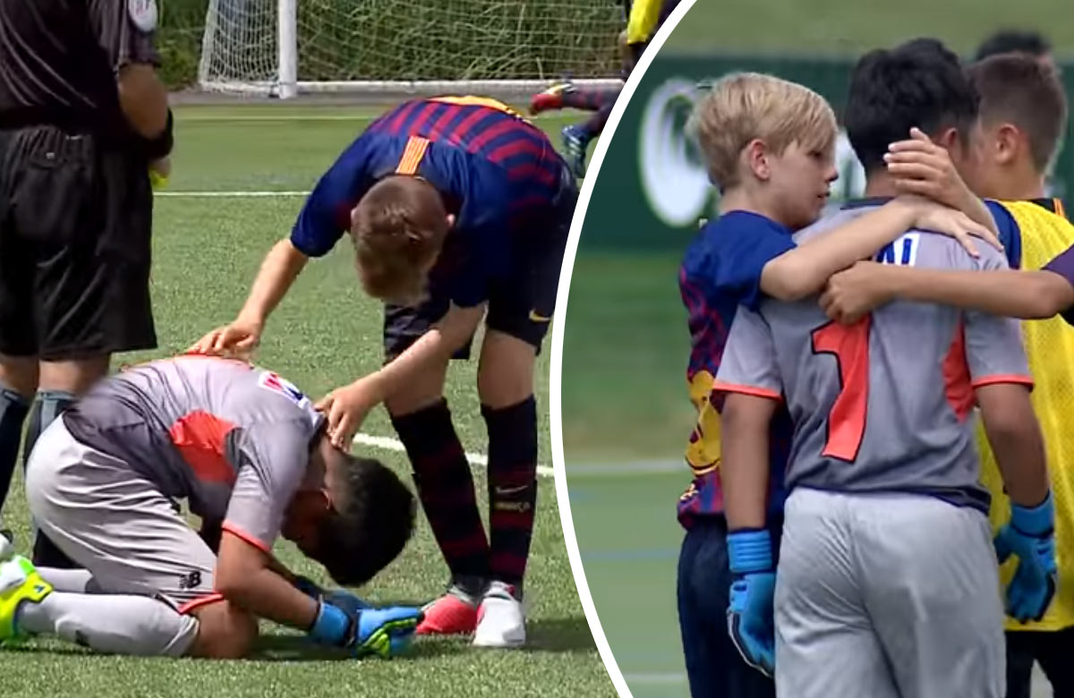 Krásne gesto futbalistov Barcelony do 14 rokov. Po výhre prišli utešovať smutných hráčov súpera! (VIDEO)