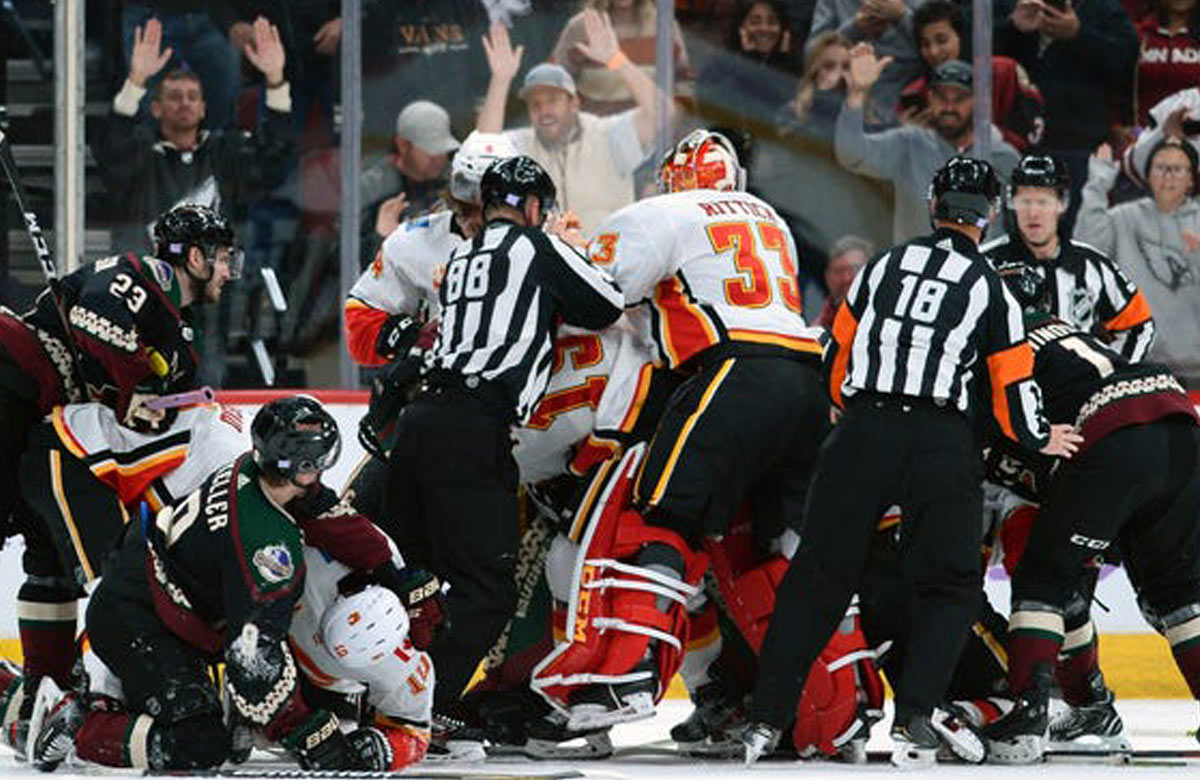 Hromadná bitka v NHL: Na ľade sa mastili aj obaja brankári! (VIDEO)