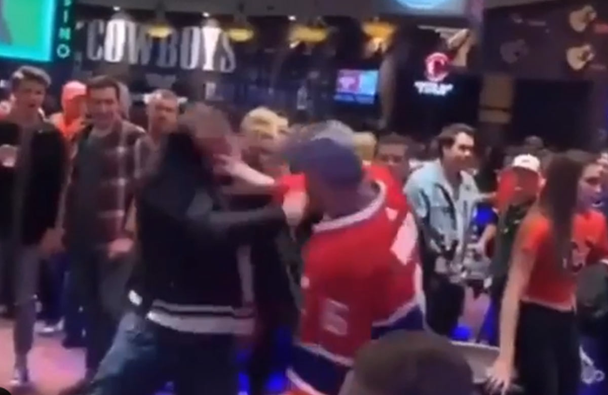 Brutálna bitka medzi fanúšikmi Montrealu a Calgary (VIDEO)