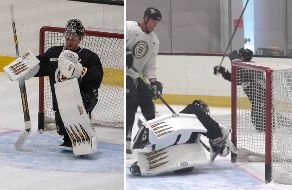 Jaro Halák a jeho fantastický zákrok na tréningu Bostonu (VIDEO)