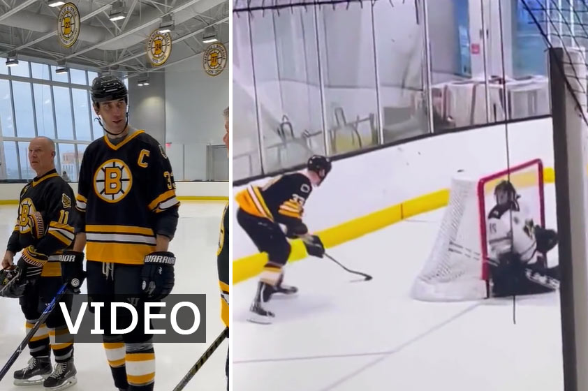 Zdeno Chára v prvom zápase za legendy Bostonu Bruins skúšal lakrosové zakončenie