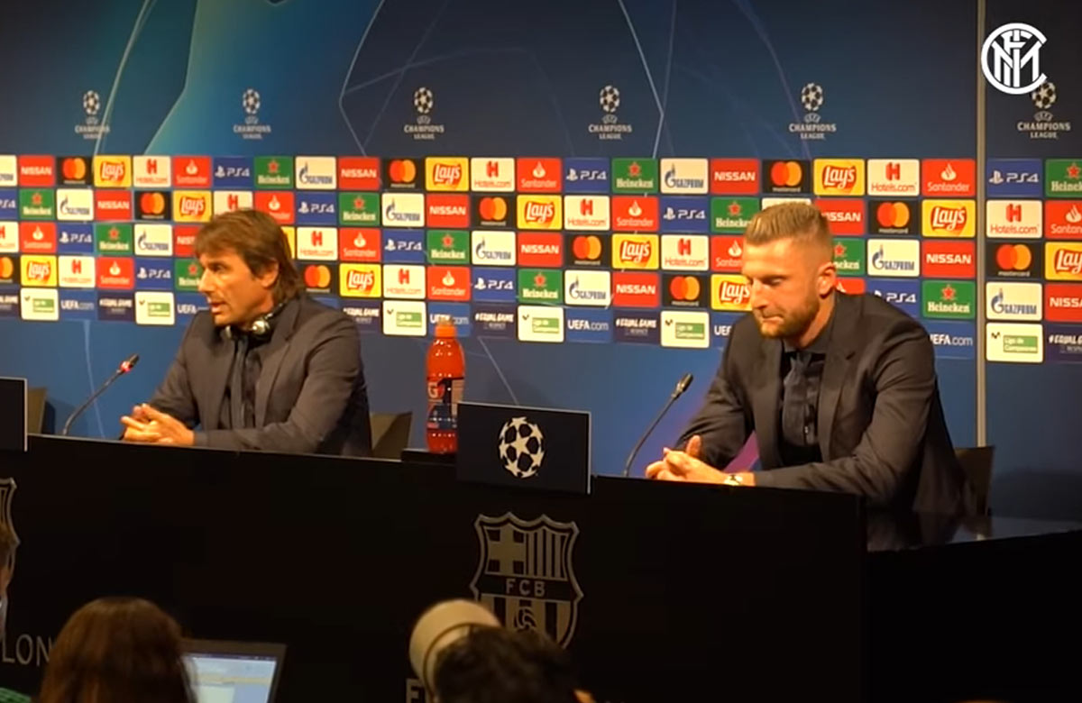 Milan Škriniar v Barcelone na tlačovke s Contem: Sú viac ako iba Messi! (VIDEO)