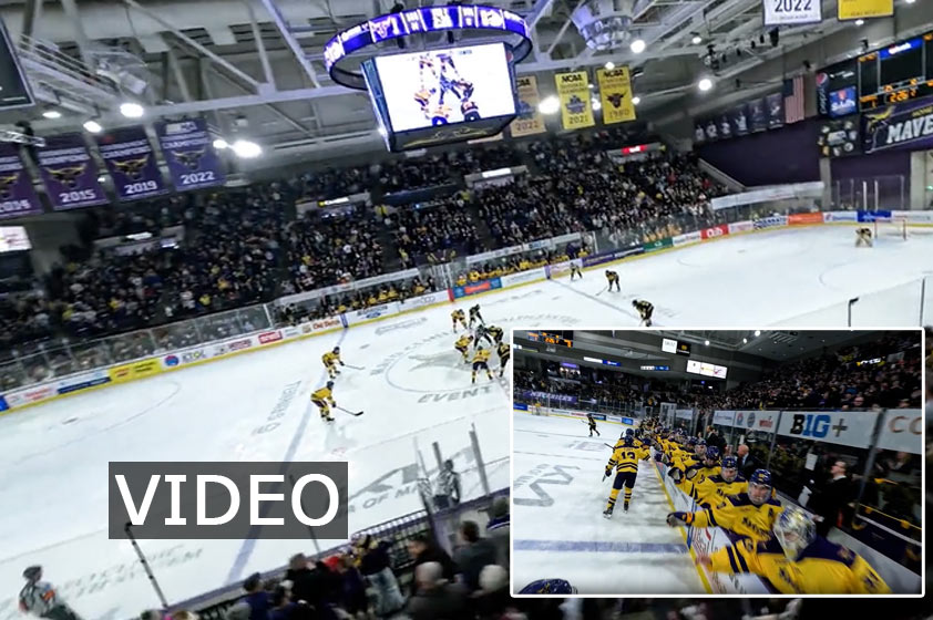 Budúcnosť hokejových TV prenosov: Letiaci dron po štadióne počas zápasu v NCAA