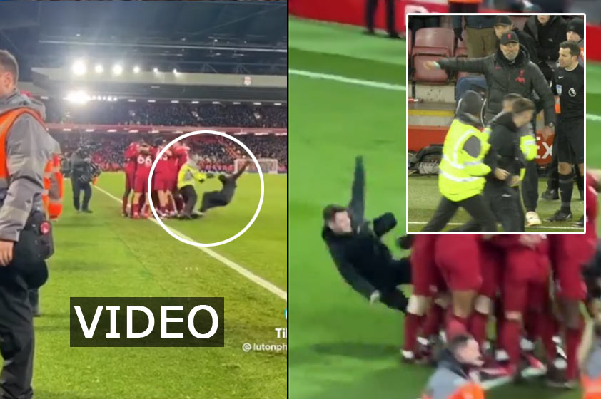 Doživotný zákaz vstupu na štadión: Fanúšik Liverpoolu vbehol pri oslave gólu na ihrisko a takmer zranil hráča