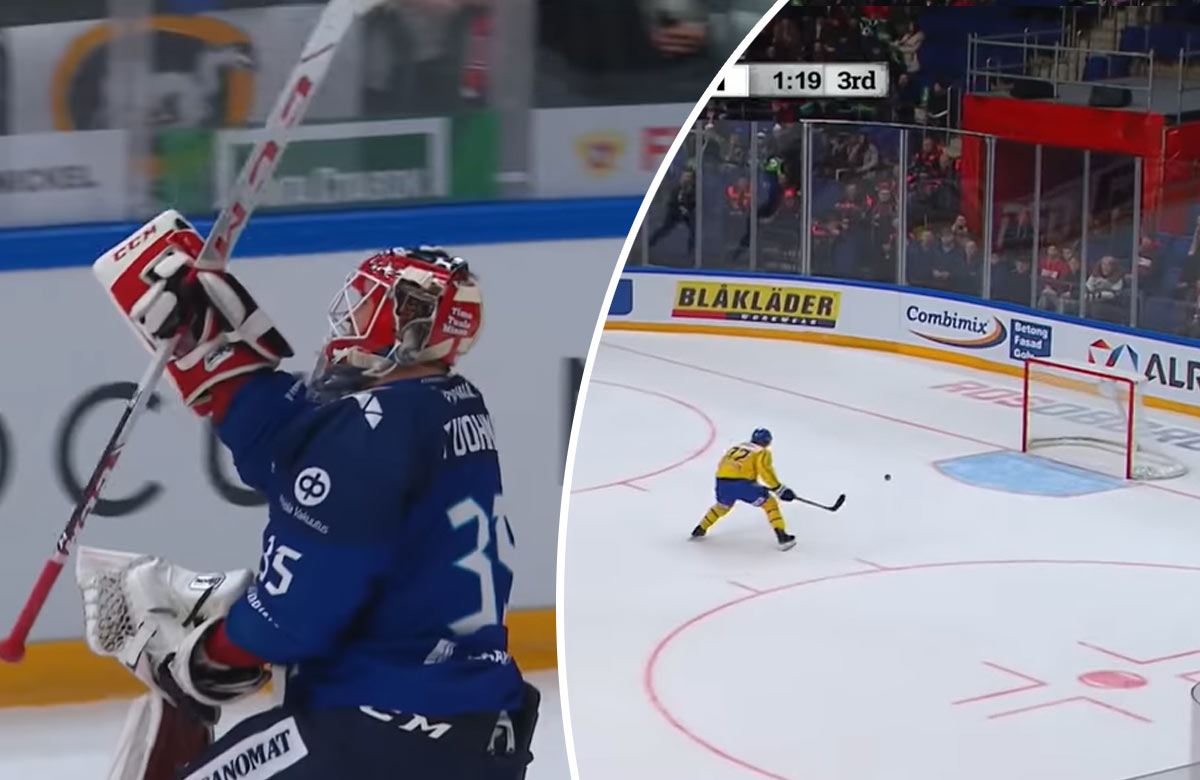 Fínsky brankár strelil gól Švédom pri svojom repre debute (VIDEO)