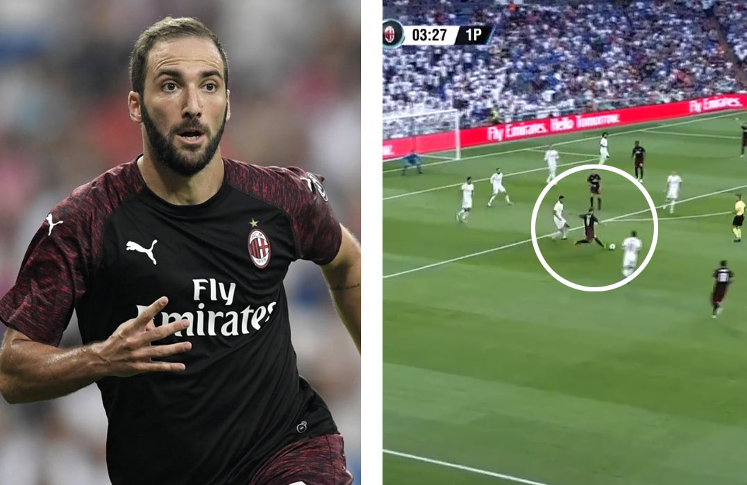 Higuaín z prvej strely v drese AC Milána parádne skóroval do siete Realu Madrid! (VIDEO)