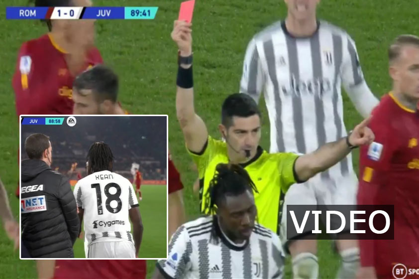 Moise Kean z Juventusu vylúčený proti AS Rím po štyridsiatich sekundách na ihrisku