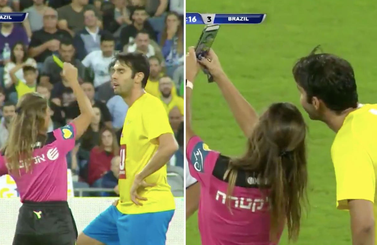 Kaká dostal v charitatívnom zápase žltú kartu. Rozhodkyňa totiž chcela selfie! (VIDEO)
