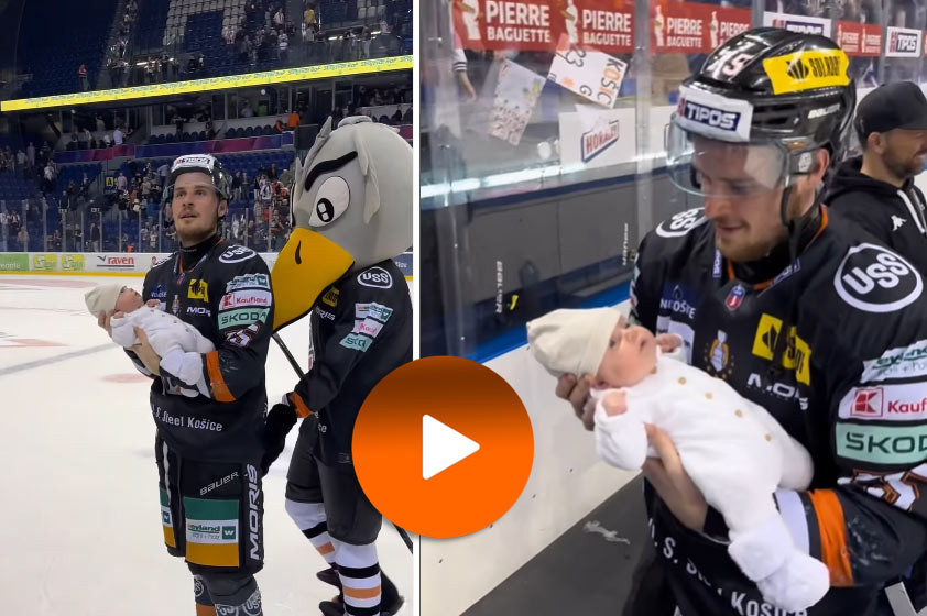 VIDEO: Najmilšie hokejové video roka. Kanadská hviezda Košíc priniesla na oslavu svoju dcérku