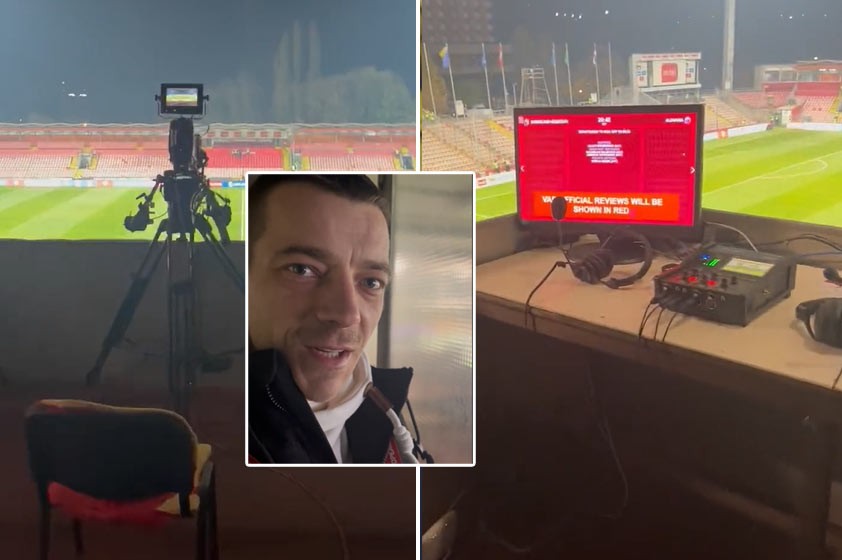 VIDEO: Zhrozený komentátor Matúš Lukáč. Fanúšikom ukázal svoje miesto na štadióne v Zenici