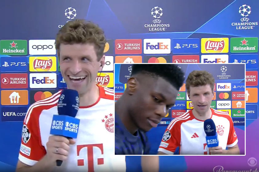VIDEO: Thomas Müller perlil v televíznom rozhovore po remíze s Realom Madrid
