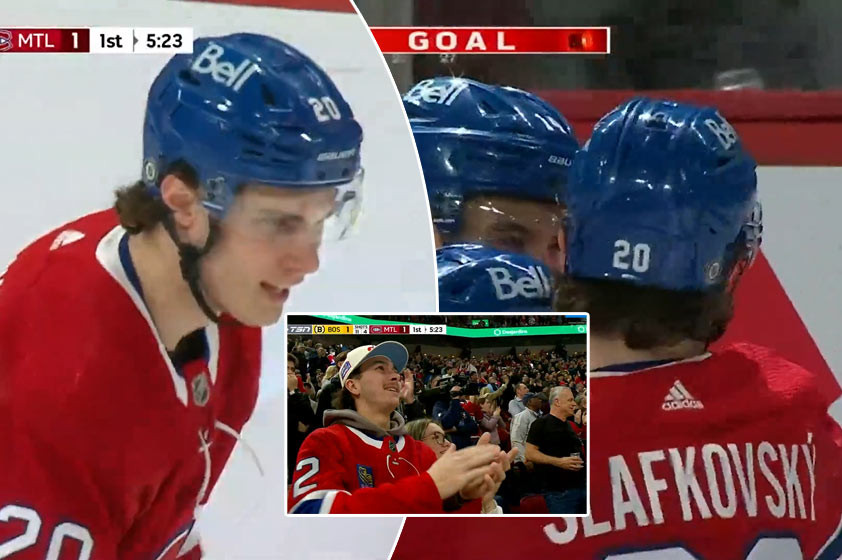 VIDEO: Krásna asistencia Slafkovského pri góle kapitána Montrealu proti Bostonu