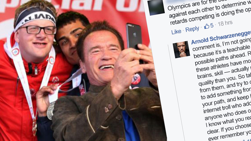 Arnold Schwarzenegger perfektne zrušil komentárom fanúšika, ktorý si robil srandu zo športovcov na paralympiáde! (FOTO)