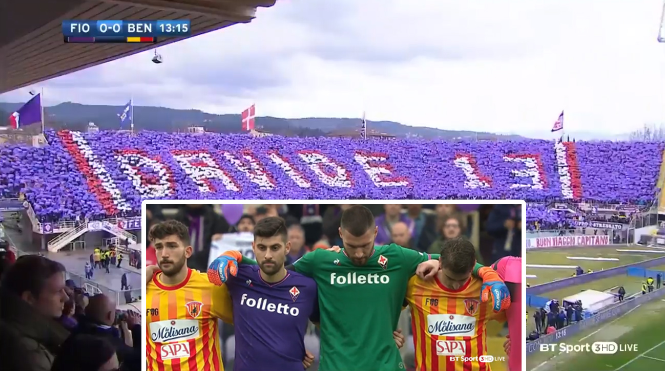 Fiorentina nastúpila na prvý duel bez ich kapitána Davide Astoriho. Emotívna rozlúčka s krásnym choreom v 13. minúte zápasu! (VIDEO)