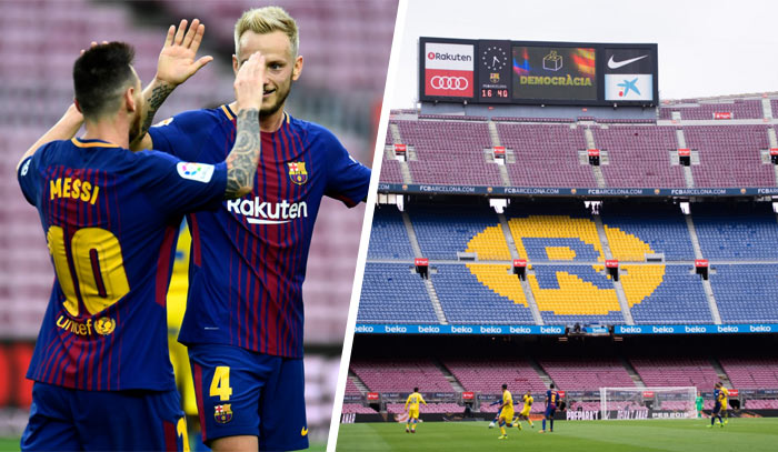 Barcelona v komornej atmosfére na prázdnom Nou Campe porazila Las Palmas 3:0. Messi strelil dva góly! (VIDEO)