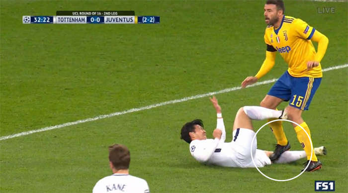 Obranca Juventusu Barzagli to poriadne prehnal: Sonovi z Tottenhamu brutálne skočil na nohu! (VIDEO)