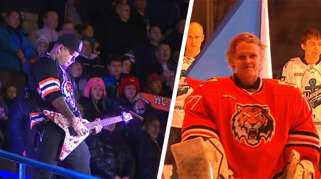 Takúto hymnu pred zápasom KHL ste ešte nevideli. V Chabarovsku sa hrala ruská hymna na elektrickej gitare! (VIDEO)