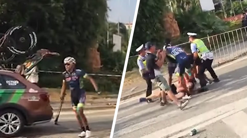Šialený cyklista s pumpou v ruke dobil mechanikov cudzieho tímu. Suspendovali ho na dva roky! (VIDEO)