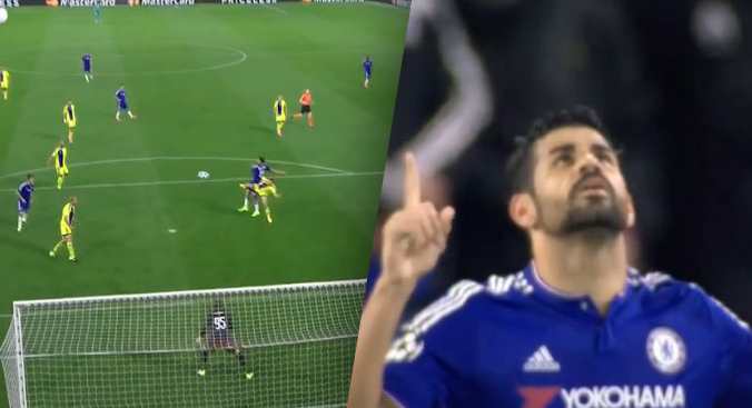 Diego Costa a jeho krásny volej proti Maccabi Tel Avivu (VIDEO)