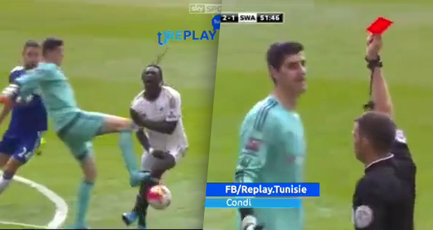 Mala to byť červená a penalta? Brankár Chelsea Courtois a jeho vylúčenie v zápase so Swansea (VIDEO)