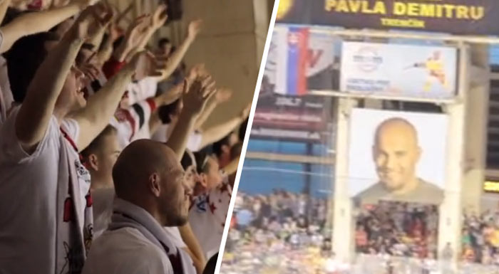 Celý štadión v Trenčíne skanduje aj s fanúšikmi Banskej Bystrice meno Pavla Demitru v 38. minúte! (VIDEO)