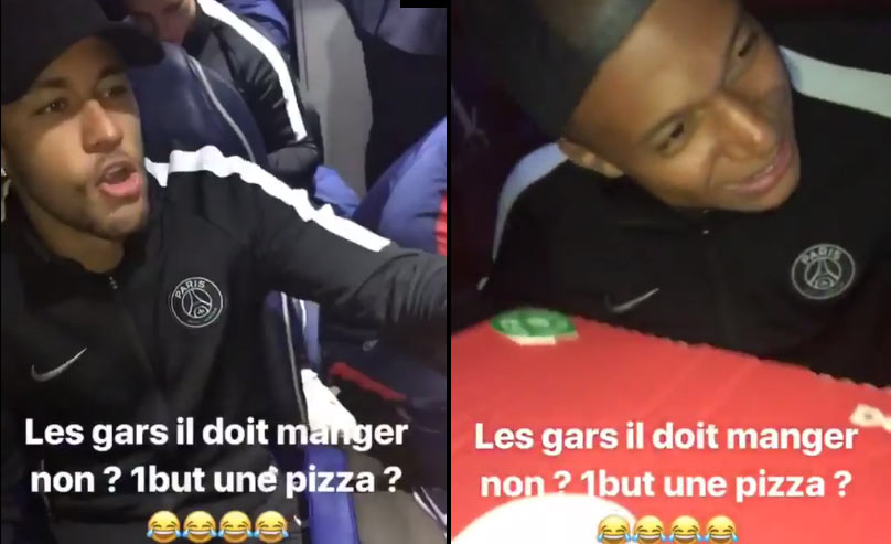 Neymar a spol si znovu robia srandu z Mbappého, ktorý vyzerá ako Ninja korytnačka. Po zápase v Lige Majstrov mu kúpili pizzu, no odmietol ju! (VIDEO)