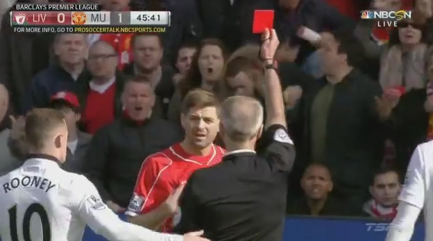 Vylúčenie Gerrarda proti Manchestru United po necelej minúte na ihrisku