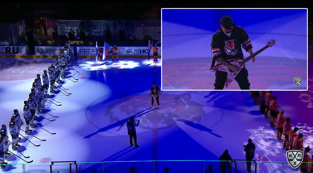 Ruská hymna pred zápasom KHL zahraná na elektrickej gitare! (VIDEO)