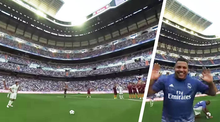 Exkluzívne zábery: Roberto Carlos mal počas zápasu legiend Realu Madrid na sebe pripevnenú GoPro kameru! (VIDEO)
