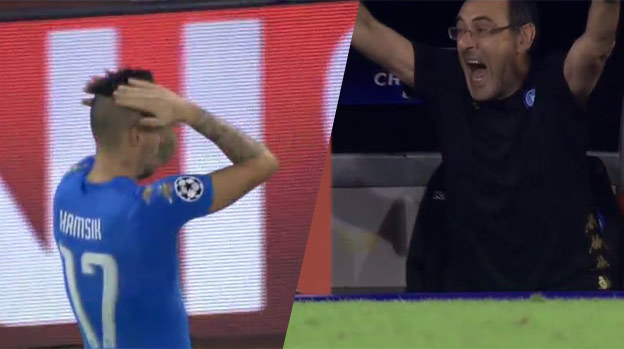 Marek Hamšík hlavičkou posiela Neapola do vedenia v zápase Ligy Majstrov proti Benfice! (VIDEO)