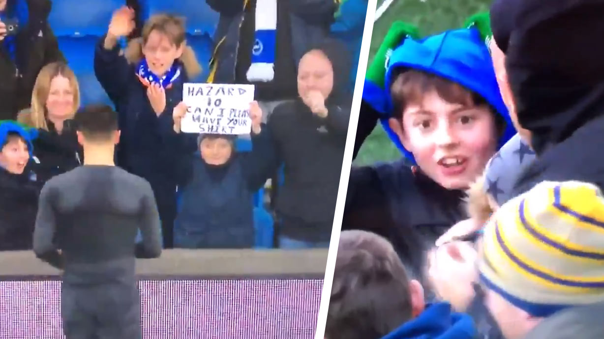 Krásne gesto od Edena Hazarda: Po zápase venoval svoj dres malému fanúšikovi súpera. Toho okamžite od dojatia objal otec! (VIDEO)