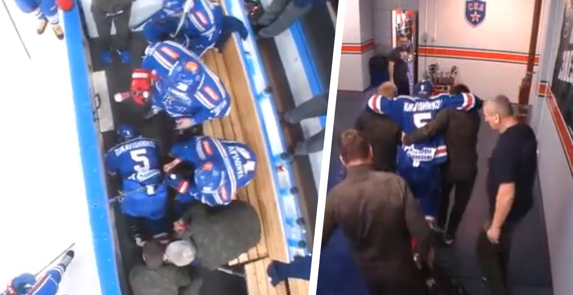 Hokejistovi SKA Petrohrad nešťastne prerezal súper achilovku. V hrozných bolestiach na jednej nohe doslova skočil na striedačku! (VIDEO)