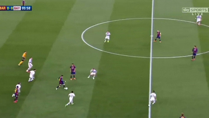 Messi a jeho dribling na malom pristore v zápase s Bayernom