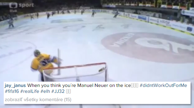 Jaro Janus pobavil na Instagrame: Keď si myslíte, že ste Manuel Neuer na ľade! (VIDEO)