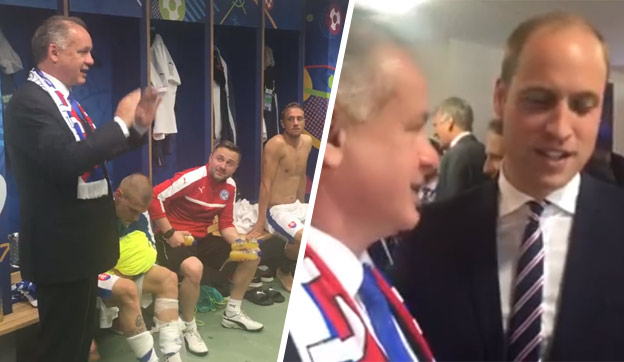 Prezident Kiska si zavtipkoval s princom Williamom, po zápase prišiel poďakovať hráčom do šatne! (VIDEO)