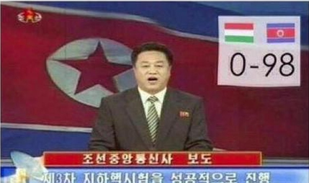 Severná Kórea prehrala s Maďarskom 1:5, v správach ale informovali o výhre 98:0!