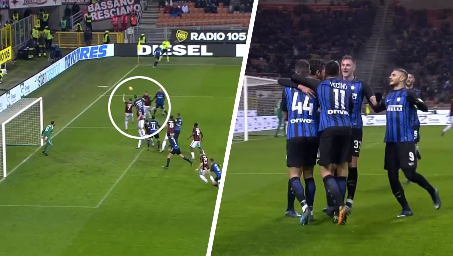 Inter vďaka perfektnému predĺženou Škriniara viedol nad AC Milánom 1:0. Videorozhodca sa o chviľu rozhodol gól neuznať! (VIDEO)