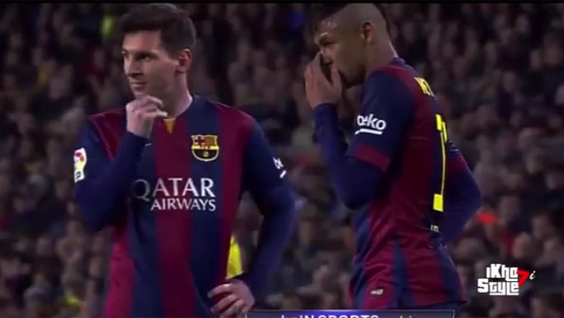 Spoločná reakcia Messiho a Neymara pri góle proti Realu