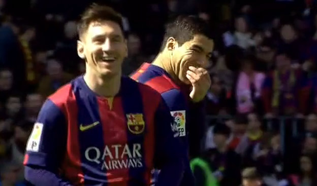 Lionel Messi a Luis Suarez pred zápasom s Vallecanom